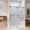 Shower Door 56-60 Inches W X 76 Inches H Glass Shower Door with Handle and Waterproof Sealing Strip, Black 1