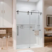 Shower Door 56-60 Inches W X 76 Inches H Glass Shower Door with Handle and Waterproof Sealing Strip, Black 1