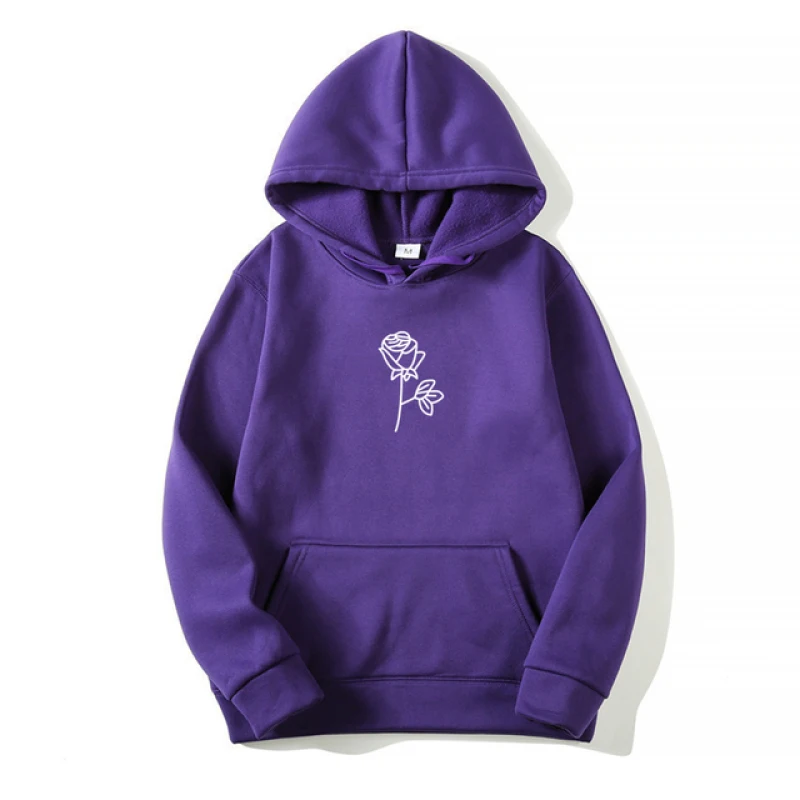 

Fashion Graphic Hoodie Men 2024 Harajuku Rose Flower Print Sweatshirt Unisex Clothes Loose Streetwear Hoody Hooded Pullover Tops