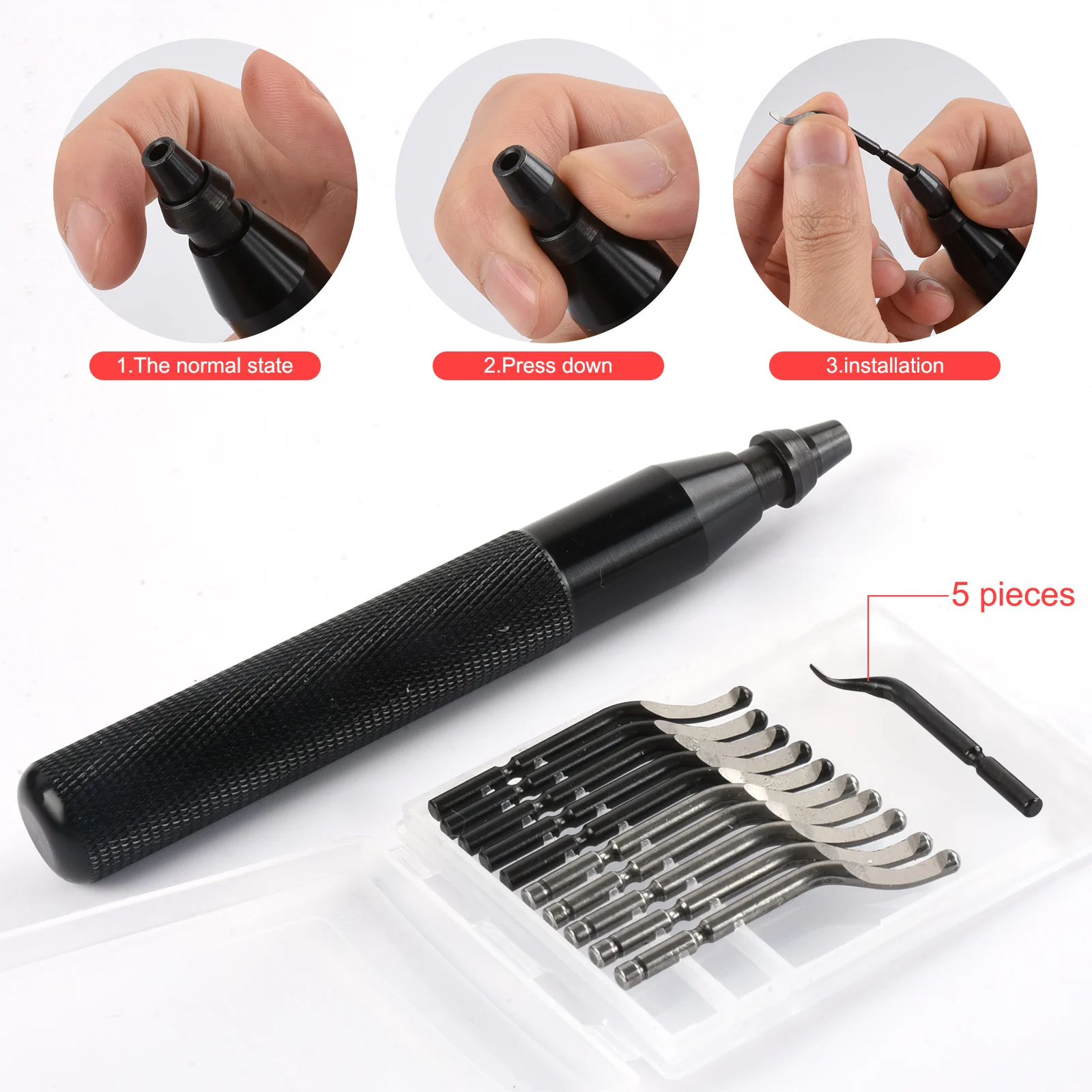 Deburring Tool Aluminum Handle Trimmer with 15 High-speed Steel Rotating Deburring Blades for Deburring Aluminum Plastic Pipes wood work bench