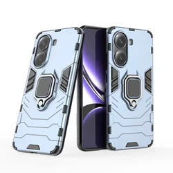 Shockproof Armor Case with 360° Rotating Magnetic Ring Holder, Rugged PC+TPU Protection - POCO F6 5G (Blue)