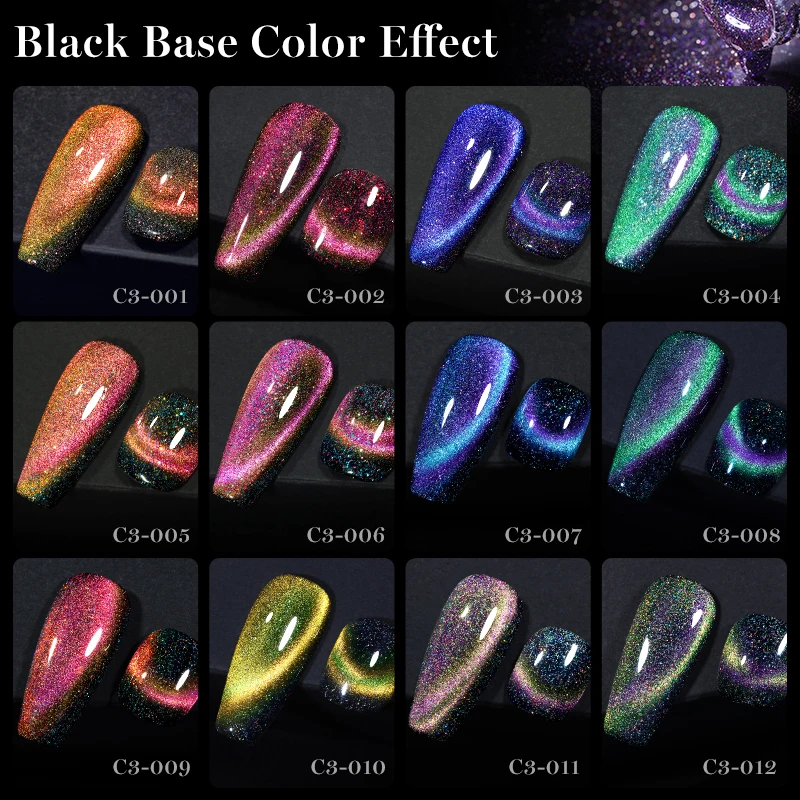 YOKEFELLOW 10ML 9D Cat Magnetic Nail Gel Polish Flowing Cat Magnetic Gel Semi Permanen Soak Off UV LED Glitter Nails 2