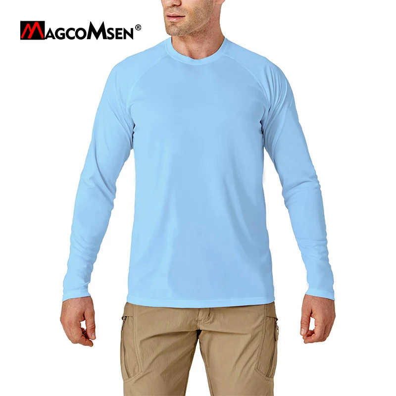 MAGCOMSEN Men's UPF 50+ Long Sleeve UV-Proof Tshirt Summer Quick Dry  Fishing Sun Protection Shirt Sports Running Pullover Tops - AliExpress