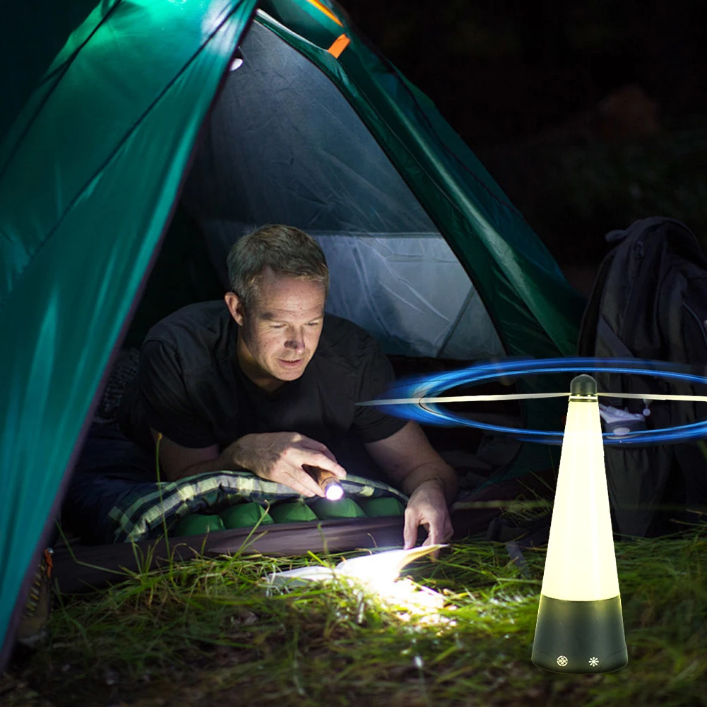 Fly Repellent Fan with LED Light USB Rechargeable Outdoor Fly Fan Battery Powered Pest Control Fan for BBQ Picnic Parties