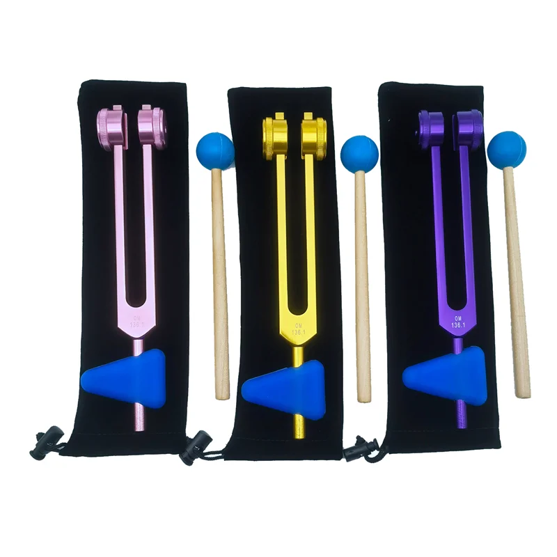136.1 OM136.1 Aluminum Alloy Tuning Fork with Hammers for Healing Chakra, Sound Therapy, Reliever Stress,Purple 4