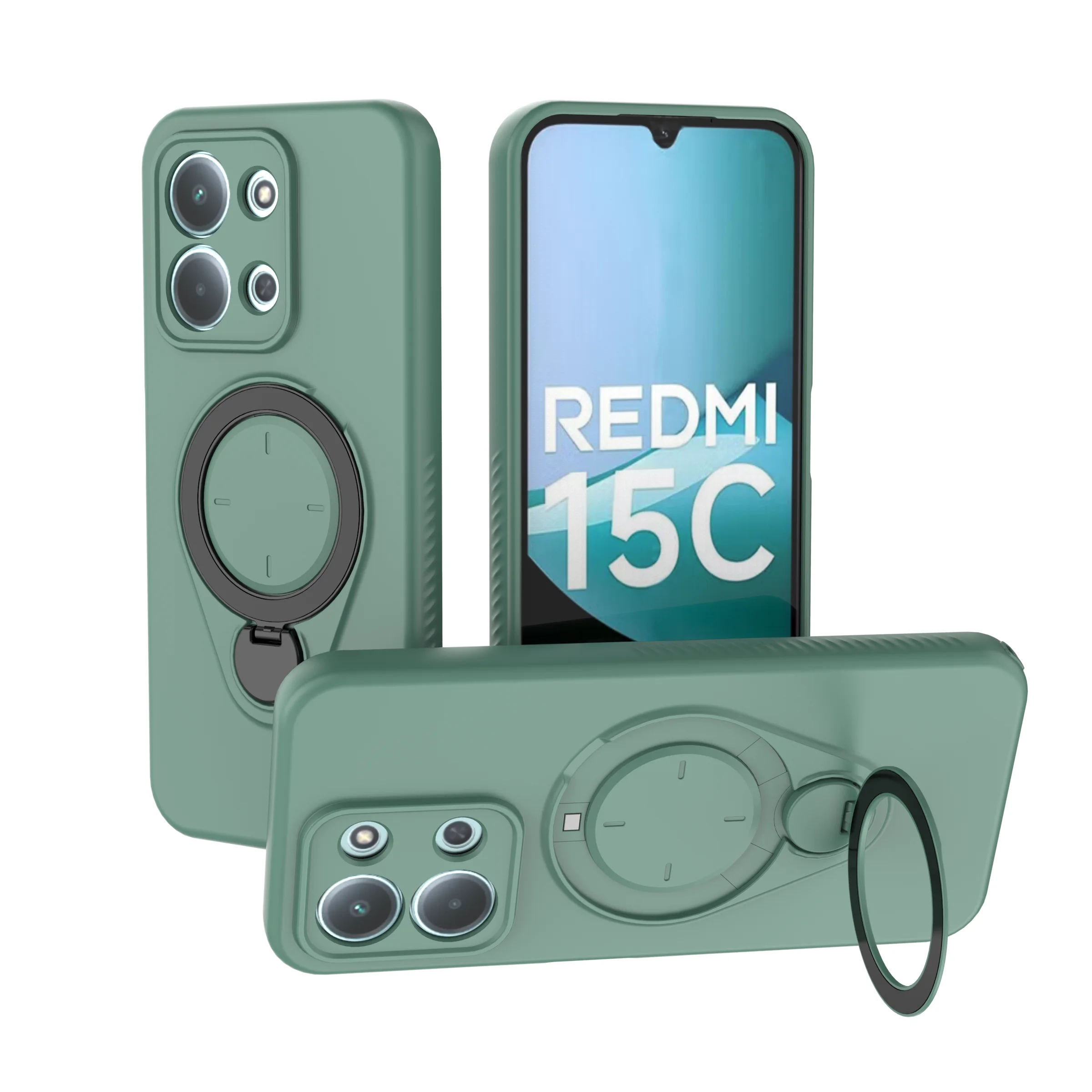 Rotating Magnetic Stand Phone Case with Wireless Charging and Shockproof Armor Protection