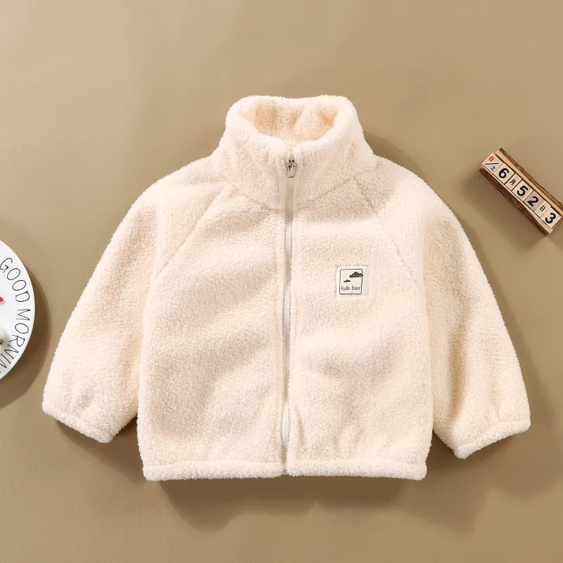 Kids Jackets 1-9 Years Plush Girls Jacket Autumn Winter Warm Boys Coat Hooded Zipper Fashion Outerwear Fleece Kids Clothes