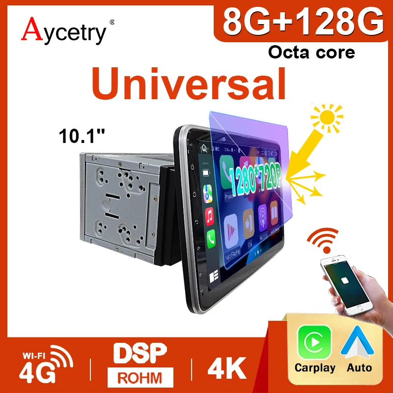 Reproductor de vídeo Multimedia Universal Android 14 de 10 pulgadas, 2 DIN, Radio de coche, carplay inalámbrico android auto WiFi, GPS, Bluetooth, Audio 1