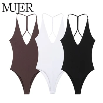 MUJER 2025 White Body Woman Slip Jumpsuits Sexy Bodys for Women Black Backless Lingerie Bodysuit Women Bustier Sleeveless Tops