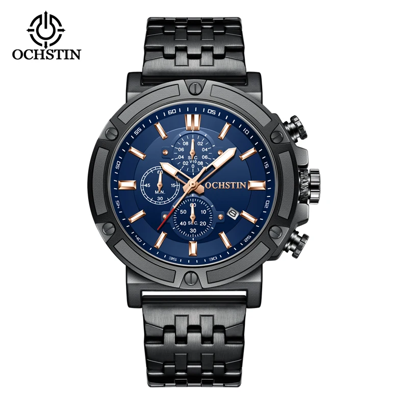 Augustus's New Men Watch Three Eye Six Stitches Business Bowl Men's Watch Watch Waterproof Multi-Function Luminous Calendar