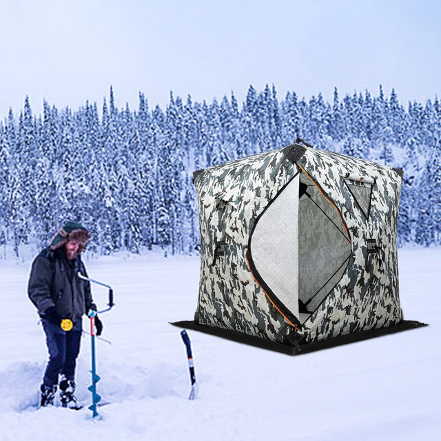 Portable Ice Fishing Tent, Fishing Shelter, Thermal Ice Fishing Tent  Camouflage Can Accommodate 1-2 People - AliExpress