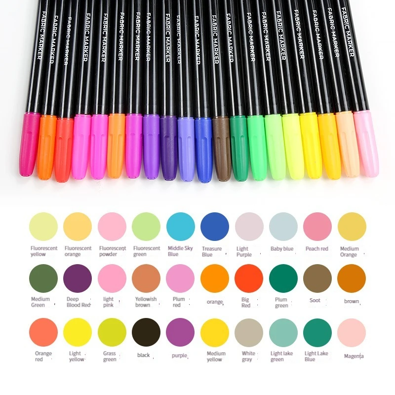 24 Colors Waterproof Colorfast Fabric Textile Marker Pen Permanent For DIY Clothes Art Graffiti Drawing Painting