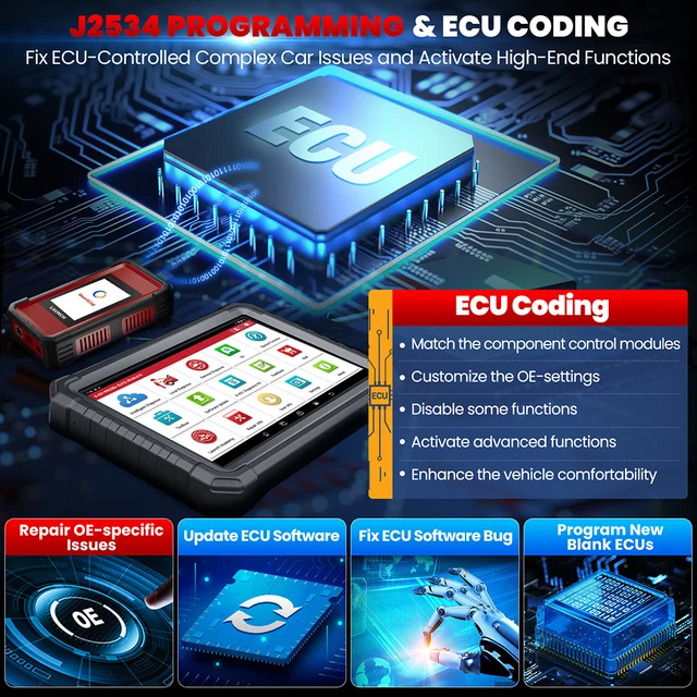 LAUNCH X431 PRO3S+ 5.0 ELITE PRO5 Car Diagnostic Tool J2534 Programming Coding 4