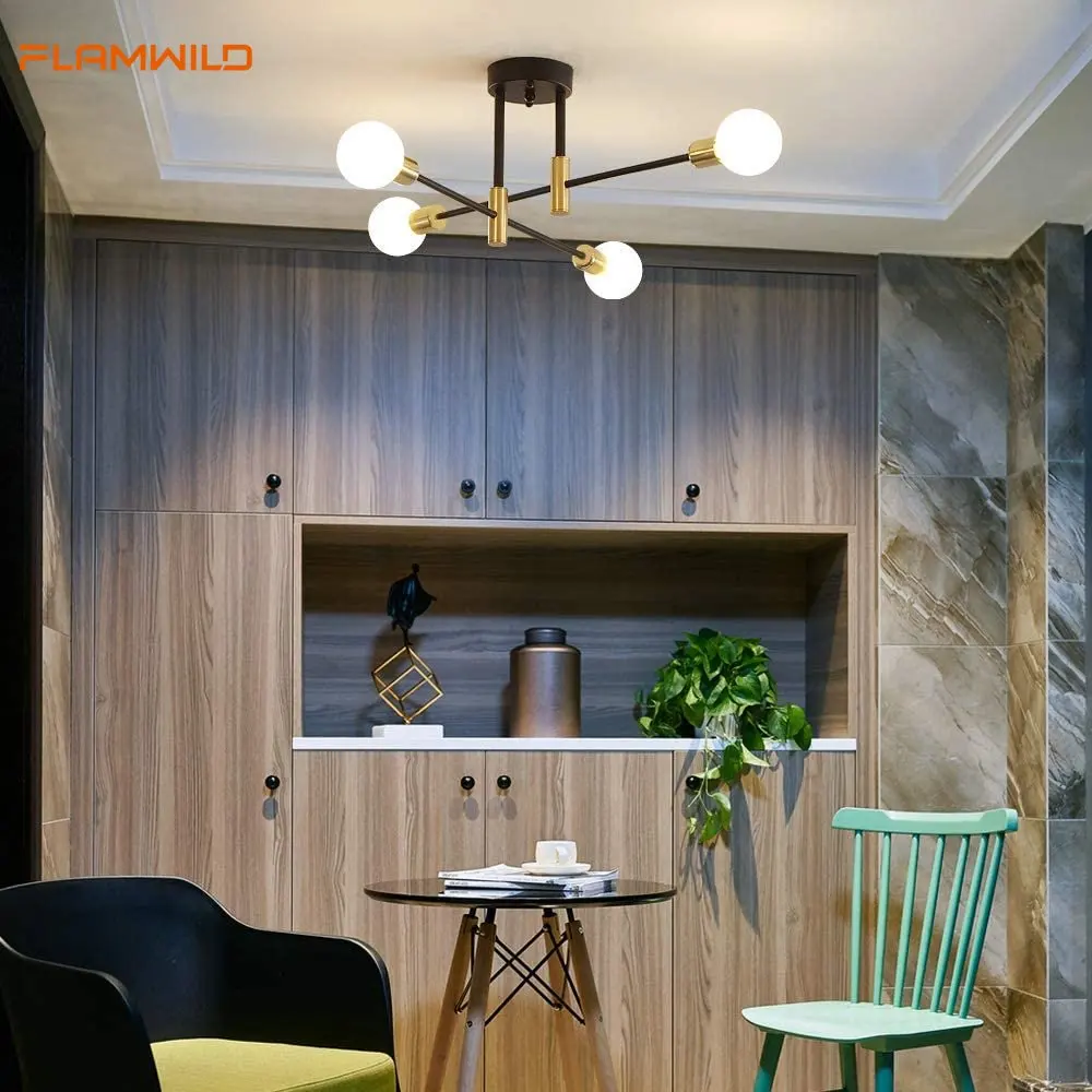 Modern Chandeliers Industrial Semi Flush Mount Fixture for Kitchen Dining Bedroom Living Room light Decoration