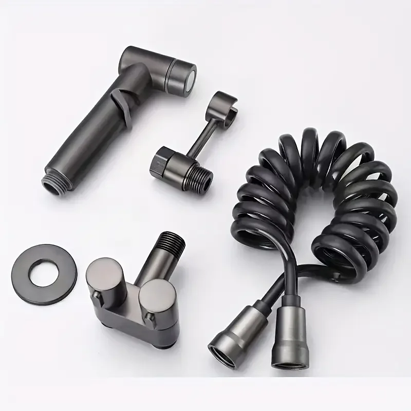 6pcs Modern Bidet Set with Handheld Sprayer & Dual-Control Valve - High-Pressure Boosted Bidet System, Fit for Toilet