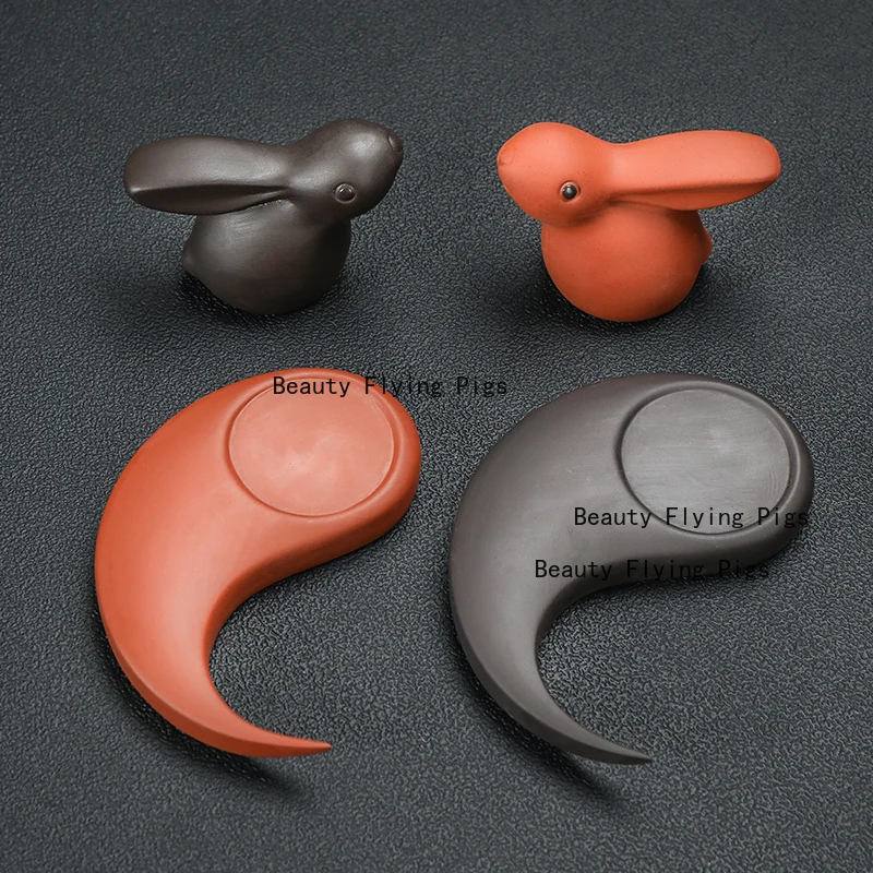 Purple Clay Tea Pet Qiankun Rabbit Ornament Cute Little Rabbit Home FENG SHUI Decoration Crafts Desk Decorative Figurines