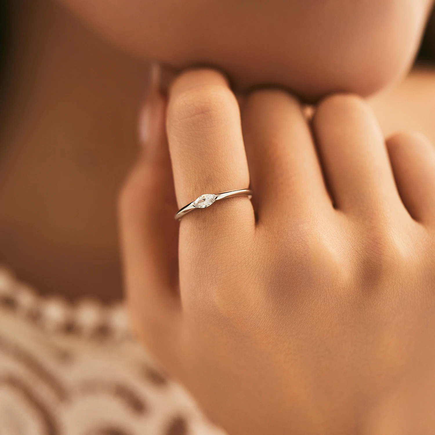 Women's 925 Sterling Silver Marquise Statement Ring With Simulated Opal - Size 4.5 - Sleek Modern Jewelry