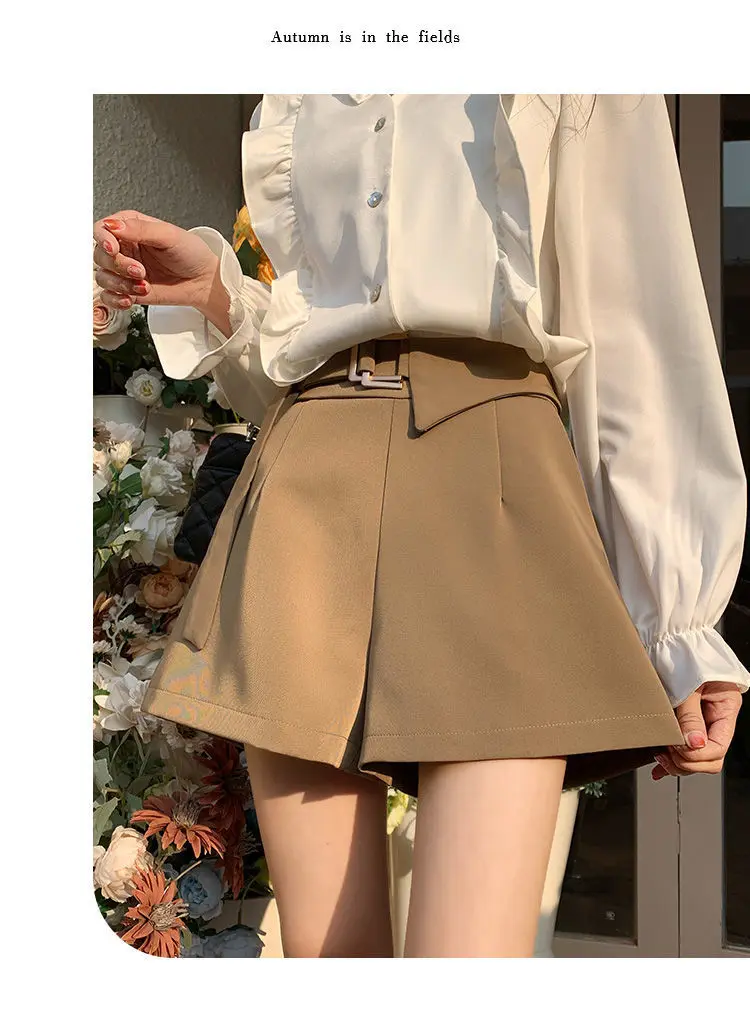 Women 2022 Summer High Waist Shorts Female Wide Leg Loose A-line Shorts Office Lady Elegant Casual Suit Shorts Feminino C27 womens clothing