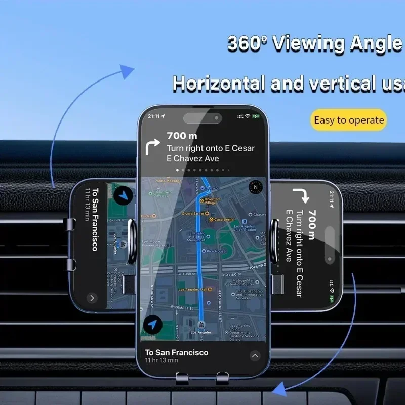 Universal Cell Phone Car Stand Auto-Lock Rotatable Vent Clip Hands Phone Holders for 4-7 Inch iPhone Samsung Xiaomi Phone Holder Mobile Phone Holder
