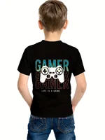 Children Top Shirts Korean Children's Clothes Gamer Life Is a Game 2024 Kids Clothes T-shirt for a Boy Short Sleeve Tops Child 2