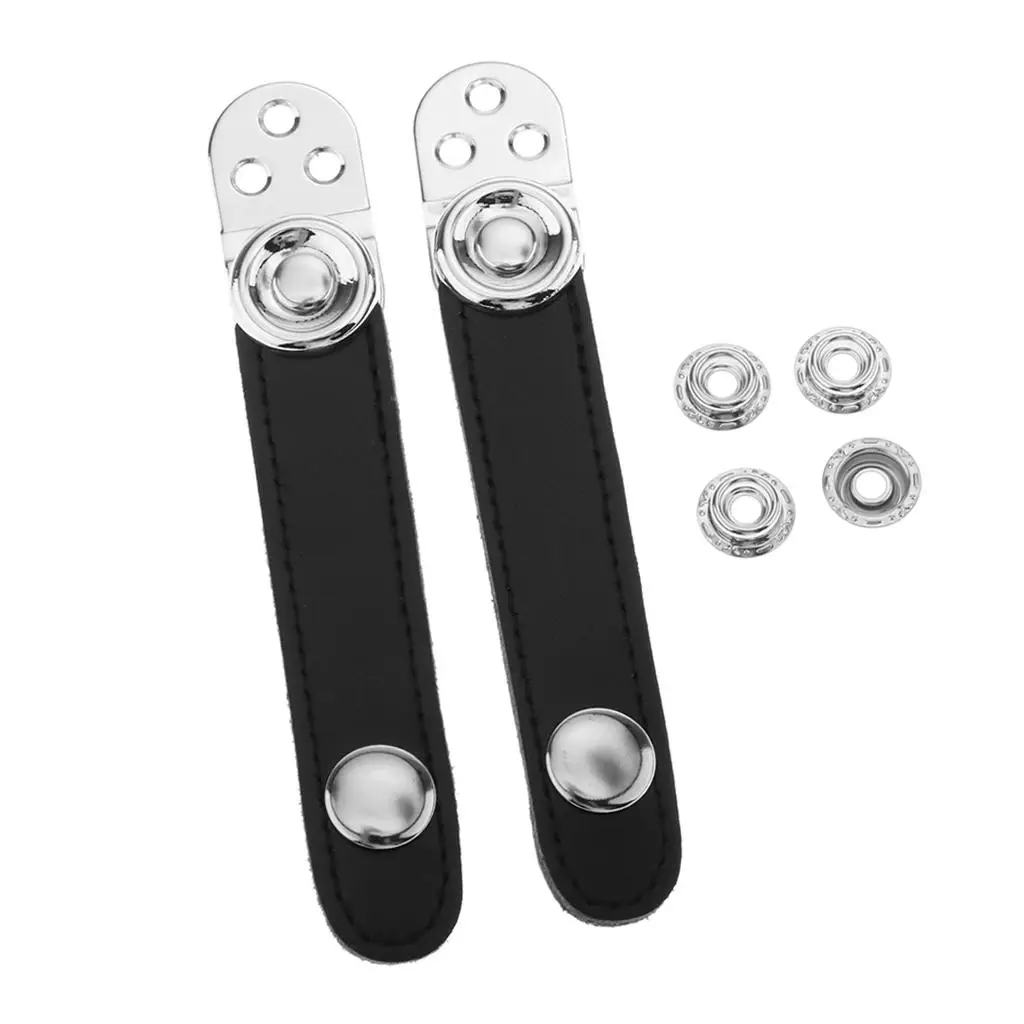ARTIBETTER 2-Pack Black Leather Accordion Bellows Straps - PU Leather With Metal Buckle, Replacement For Bass Accordion