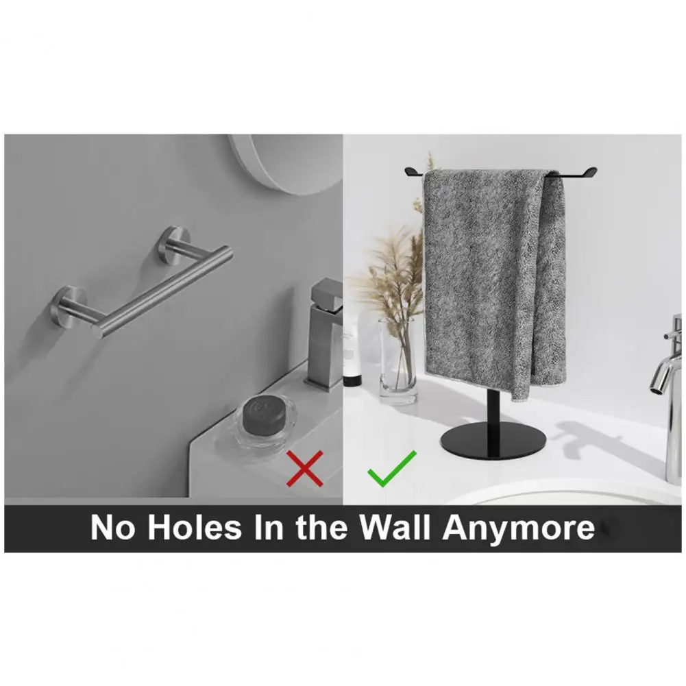 Towel Rack Modern Bathroom Towel Holder with Heavy Base for Countertop Organization Easy Installation T-shape Rack for Hand