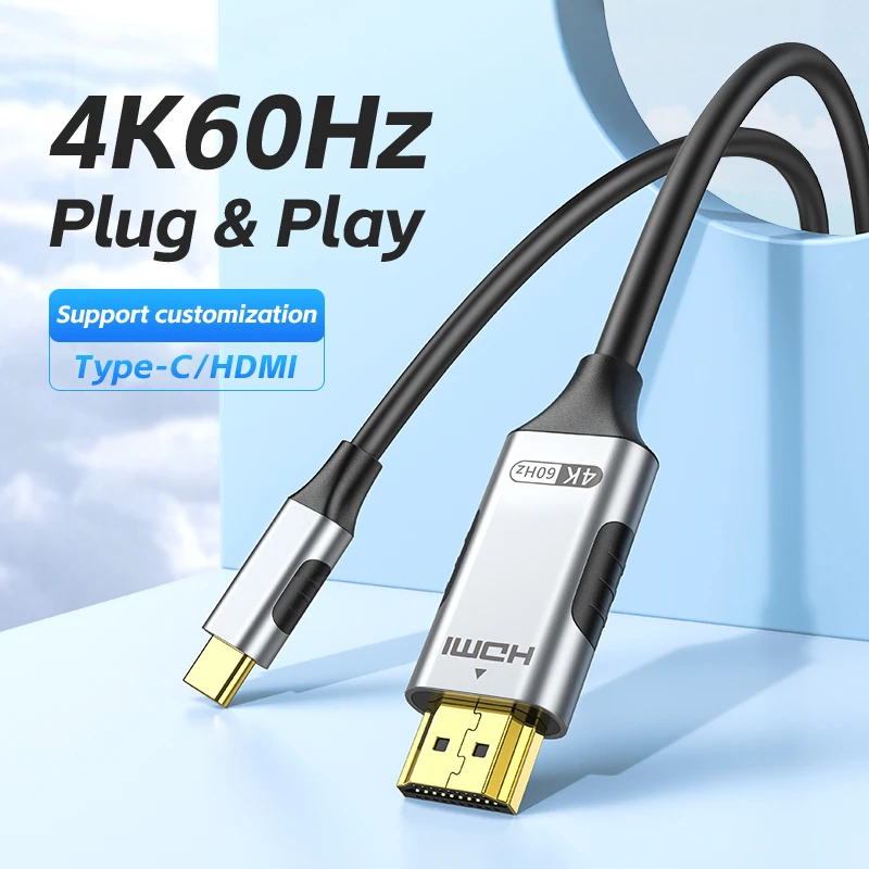 4K 60Hz USB C to HDMI cable 4K 60Hz USB C to HDMI cable type C adapter HDTV converter cable for iPhone 15 TV converter MacBook Air iPad Samsung laptop