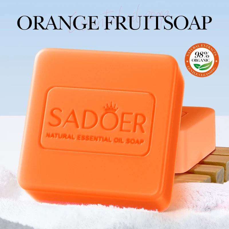 SADOER Orange Vitamin C Essential Oil Soap Whitening Face Wash Foam Facial Cleanser Moisturizing Body Bathing Facial Soap