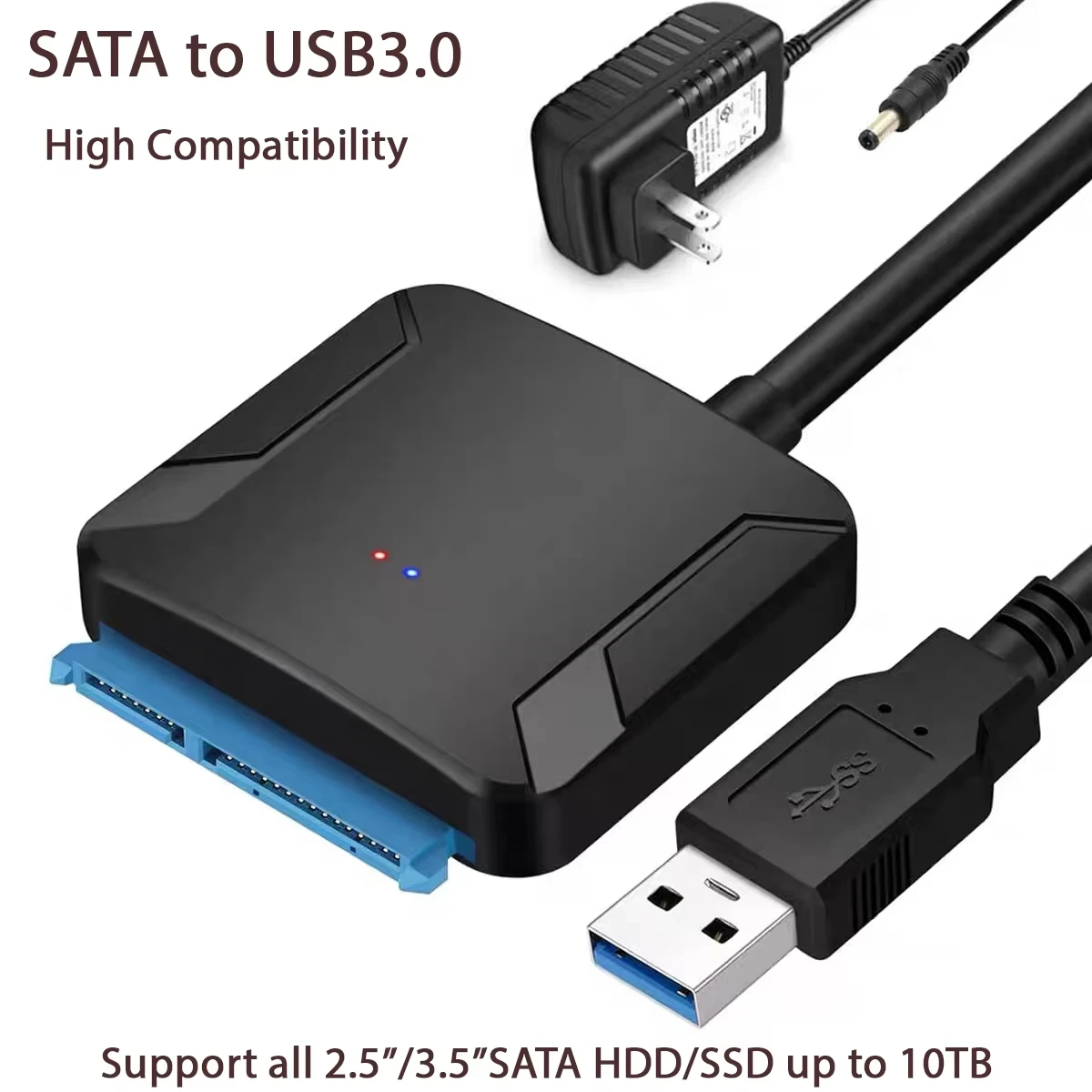 SATA to USB 3.0 케이블 SATA III 하드 드라이브 어댑터 컨버터 2.5인치 3.5인치 SSD HDD 하드 드라이브 디스크용 12V/2A 전원 어댑터 포함