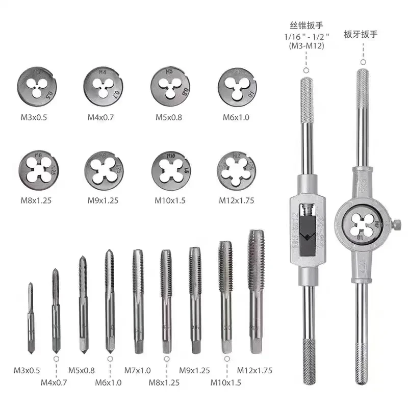 8/10/20/40pcs Inch Tap and Die Set Thread Type Thread Creating Repair Tool Kit with Storage Box Metric Tap Die Rethreading Kit