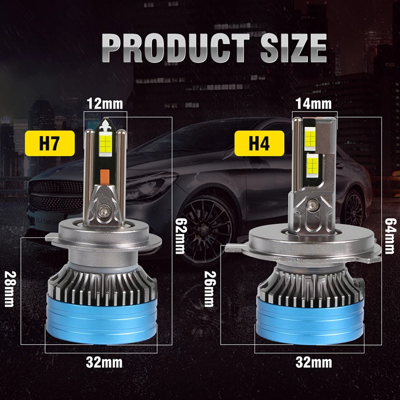 듀얼 비전 미니 램프 안개등 7545 CSP 6000K 자동차 조명, H4 H7 H1 LED Canbus K4C K4S LED H11 H8 HB3 9005 HB4 9006 9012 HIR2 H 12V