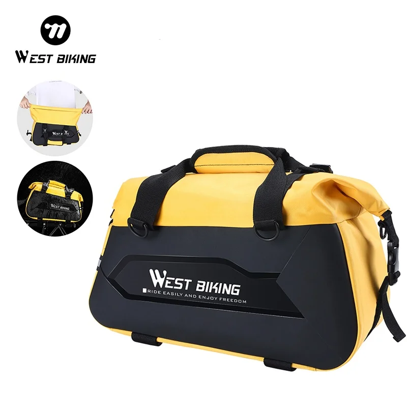 WEST BIKING Hard Shell Bicycle Rear Carrier Bag Waterproof Travel Suitcases Shoulder Bag 13-25L Expandable MTB Bike Trunk Bag