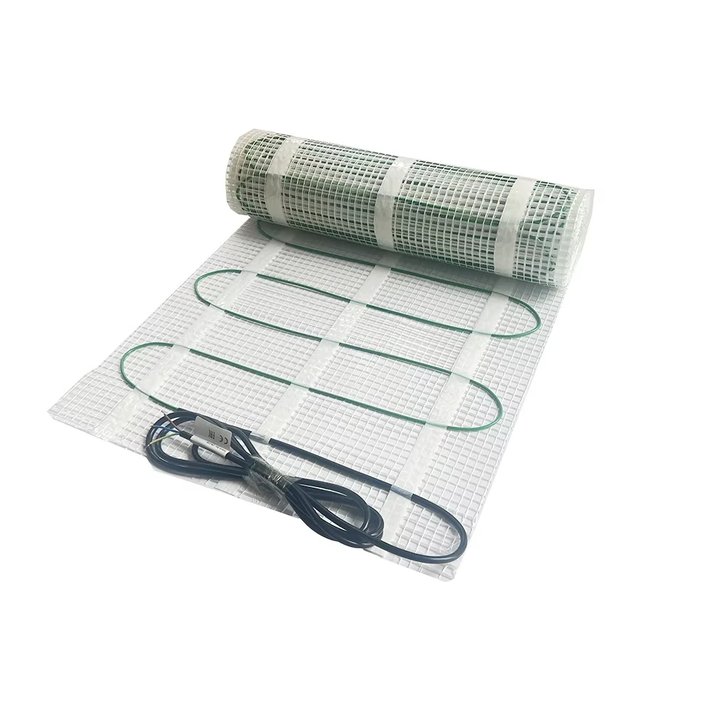 230V 200 W/M2 Underfloor เครื่องทําความร้อนไฟฟ้า Radiant Self-Adhesive ระบบทําความร้อนชั้นอะไหล่ชุด Pad สําหรับกระเบื้องเซรามิคห้องน้ํา 1