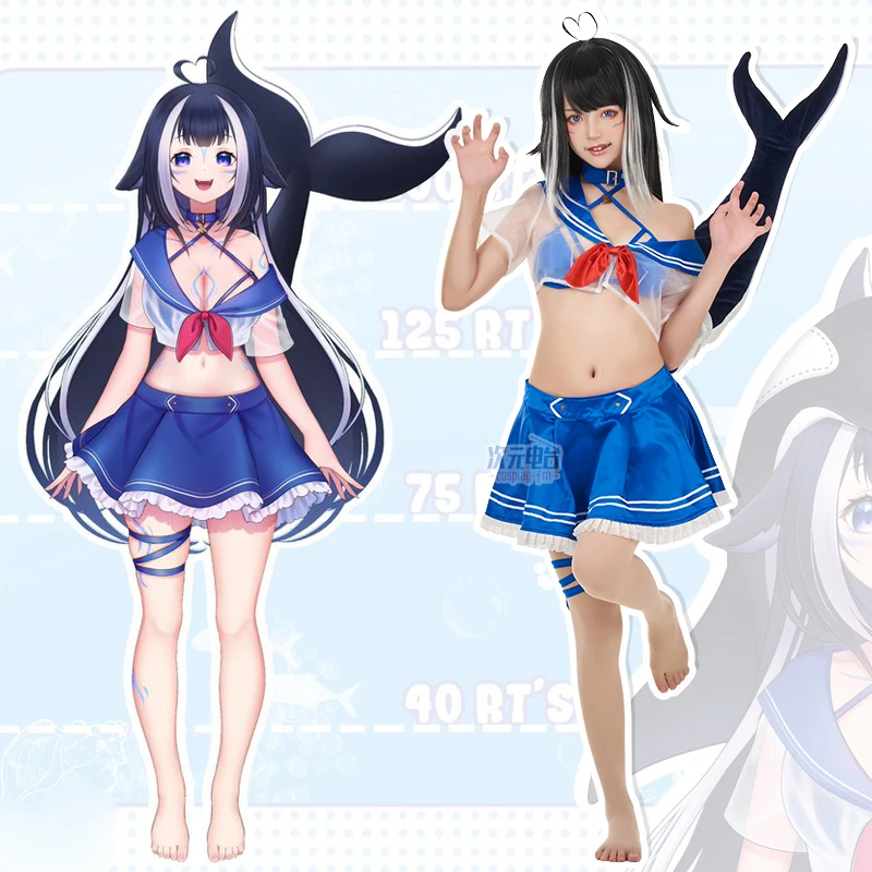 

COSLEE Vtuber Nijisanji Shylily Sailor Suit Uniform Dress Cosplay Costume Fashion Party Outfit With Tail Halloween Carnival