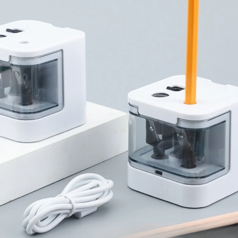 

Dual-hole Electric Pencil Sharpener Usb Pencil Sharpener Simple Protection Student Adults Stationery Supplies Colored Pencil