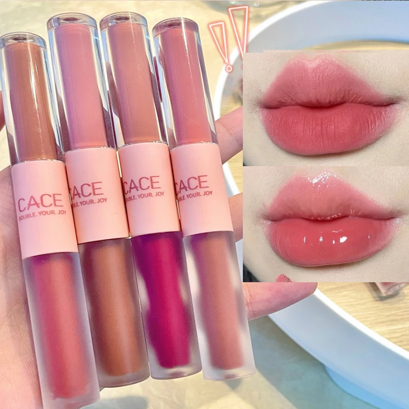 

Двойной блеск для губ, матовый бархатный сексуальный красный ТИНТ, жидкая помада, водостойкий зеркальный блеск для губ, глазурь для губ, Косметика для макияжа губ