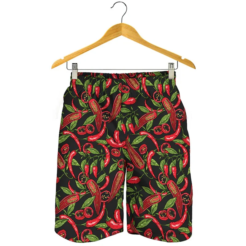 Funny 3D Print Vegetable Beach Shorts Man Women Summer Clothing Eggplant Chili Graphic Streetwear Kids Casual Swim Board Shorts 5