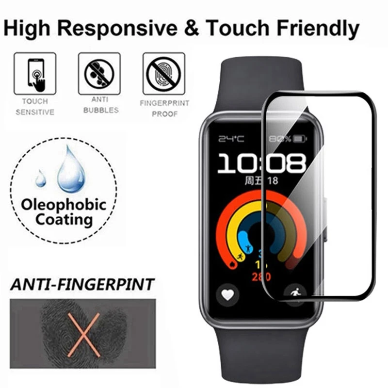 Watch Screen Protector 2PCS Soft Tempered Glass Film For Huawei Band 9 8 7 6 Smart Watchband