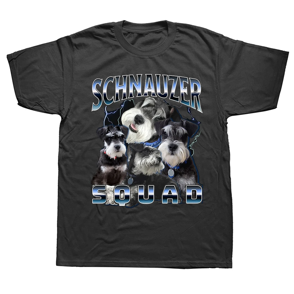 Lustiges Vintage Schnauzer-Hundekommando Grafik-T-Shirt für Männer und Frauen, Hip-Hop Oversized T-Shirt, 100% Baumwolle, Komfort-T-Shirts