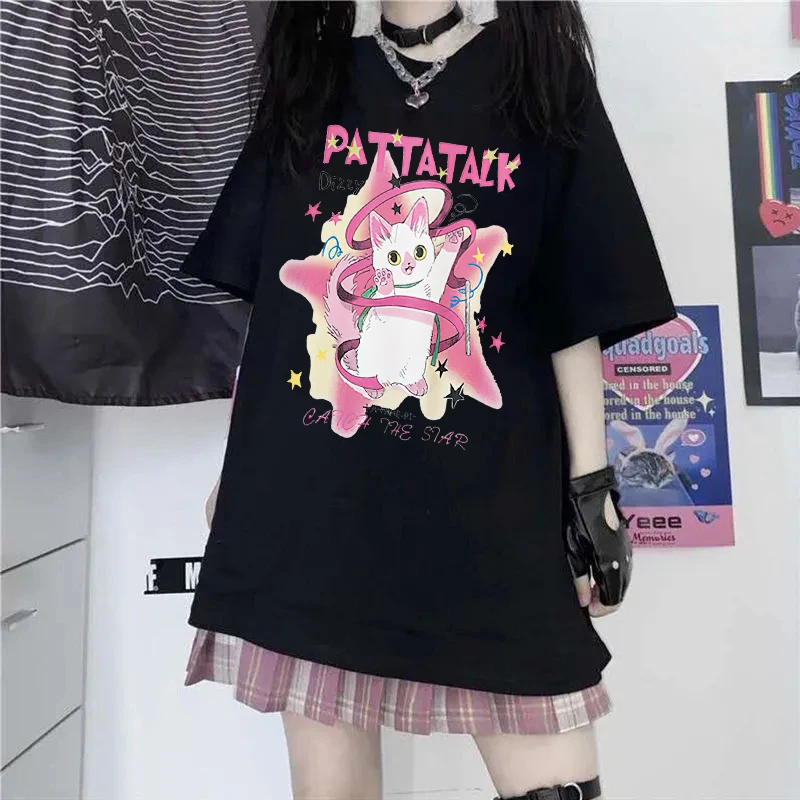 xisz studio 百合 Tシャツ中華Y2K黒赤トップス ストリートモード系 Y2K Clothing Men Women New Streetwear Clothing Harajuku Hip