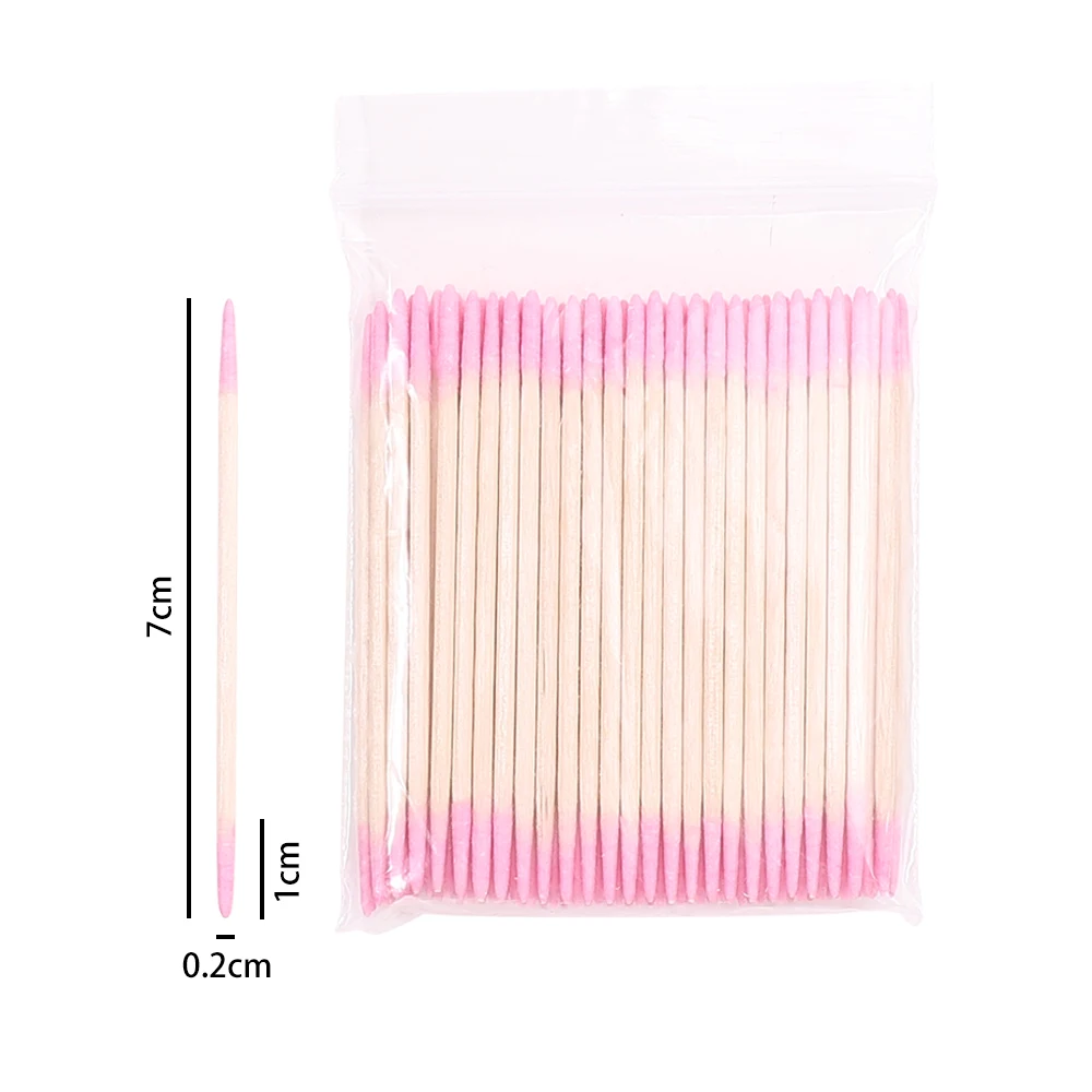 1/2/5/10Pc Nails Wood Cotton Swab Clean Sticks Bud Tip Wooden Cotton Head Manicure Detail Corrector Nail Polish Remover Art Tool 6