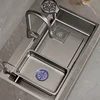 Gray Kitchen Sink Large Capacity Stainless Steel Single Bowl Thickened Handmade Multifunctional Basin With Multiple Accessories 6