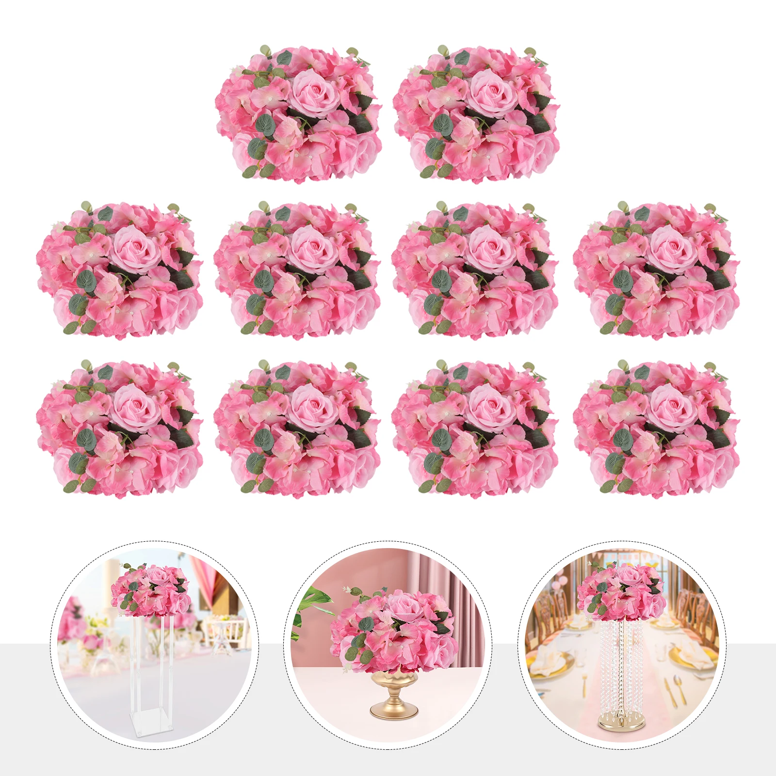 

10 Pcs Flower Ball Arrangement Bouquets, Artificial Flower Balls for Wedding Table Centerpieces Party Valentine's Day Home Room