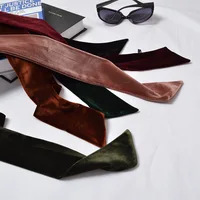 200cm New Velvet Scarf for Women Solid Chain Spring Autumn Ribbons Brand Fashion Scarf Small Long Skinny Scarves Hin Long Scarf 2