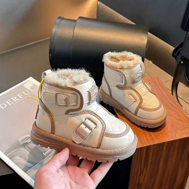 Thick Plush Lining Ankle Boots for Kids Winter Hiking