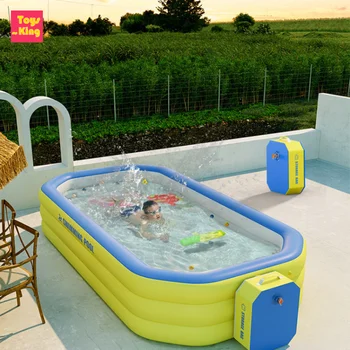 2.1/2.6/3M 3 Ring Kids Inflatable Rectangular Swimming Pool Folding Baby Thickened Bath Tub Outdoor Adult Large Paddling Pool 1
