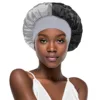 Women's Satin Solid Wide-brimmed Sleeping Hat Unisex Color-block Head Wrap Elastic Band Cap Hair Care Bonnet Night Hat 6