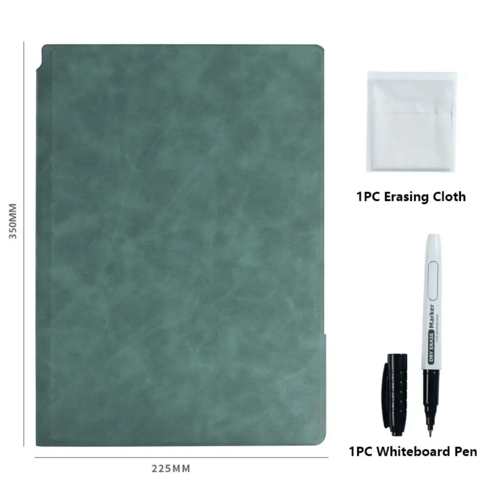 Eco-Friendly Reusable Whiteboard Notebook with Leather Cover and Accessories