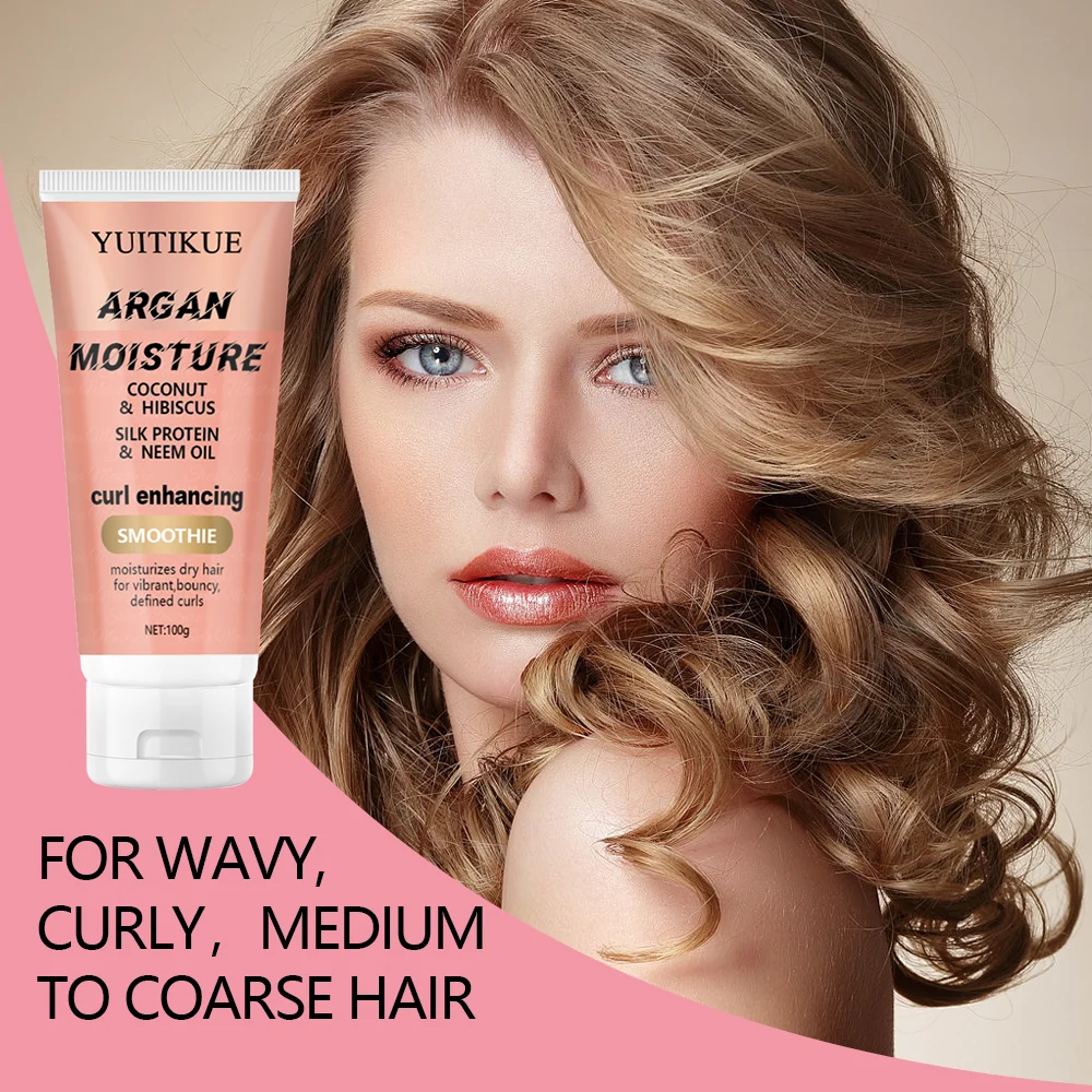 YUITIKUE Moroccan Argan Oil and Coconut Oil Curl Cream, long-lasting shine and freshness, enhances curls.