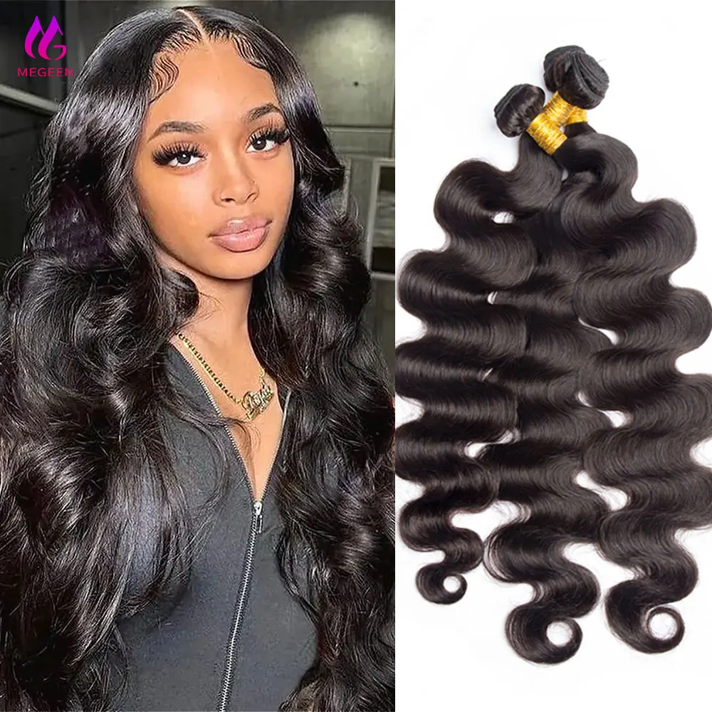 

Megeen 30 Inch Body Wave Human Hair Bundles Brazilian Bulk Remy Hair Extensions 100% Human Hair Weave Bundle 1/3/4 Bundles Deal